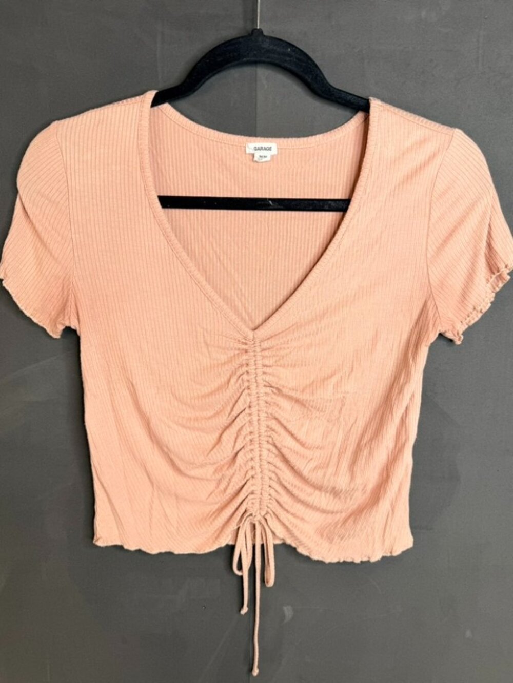Vintage Garage Tie Crop Top V Neck Size Medium Lightweight